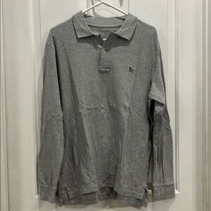 Eddie Bauer Size Large Gray Long Sleeve Polo Shirt